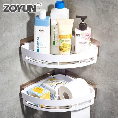 Bathroom Shower Corner Organizer Toilet No Trace Storage Holder Accessories Suction No Screws Wall-mounted Floating Wall Shelf
