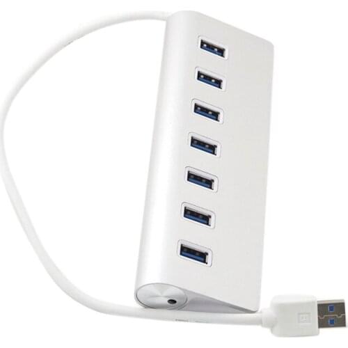 1 to 7 Port Hub USB 3.0 5Gbps High Speed Aluminum Alloy Shell Hub Suitable for PC Laptop Tablet Computer