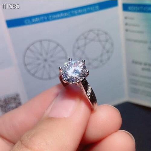 KJJEAXCMY jewelry 925 Sterling Silver 1.0 -3.0Carat Moissan Diamond Womens Ring in Shiny with certificate new With certificate