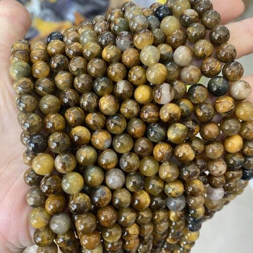 Golden Pietersite Natural Stone High Quality Loose Round 6/8/10mm Yellow Beads Pietersite For Jewelry Making DIY