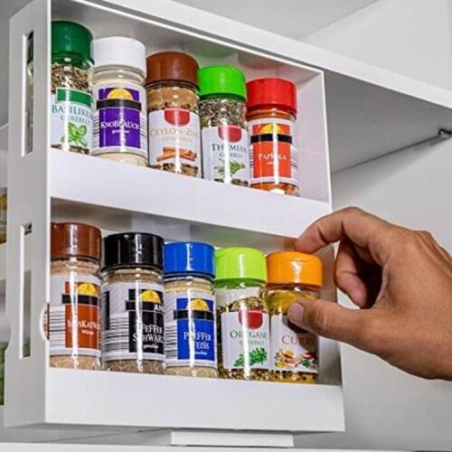 1Pc Seasoning Rack Organizer For Kitchen Multifunctional Revolving Storage Shelf Cabinet Storage Rack Kitchen Storage Organizer