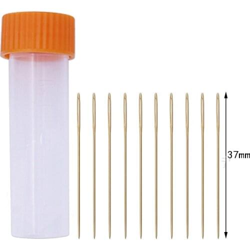 10Pcs/set Golden Embroidery Fabric Cross Stitch Cloth Needles Size 24# 26