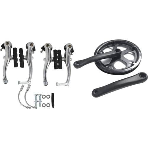 2Pair V Brake Bicycle V Brake Mountain Bike V Brakes Clamp Set with Folding Bike Crankset 48T Square Hole 170mm