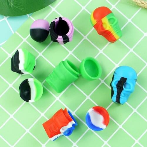 30pcs 15ml skull design silicone concentrate container dab jar silicone wax container jars silicone storage tanks