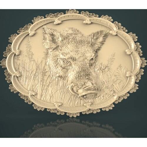 Wild Boar Relief 3d STL Model for CNC Router 3D Printer Artcam Aspire Bas Relief