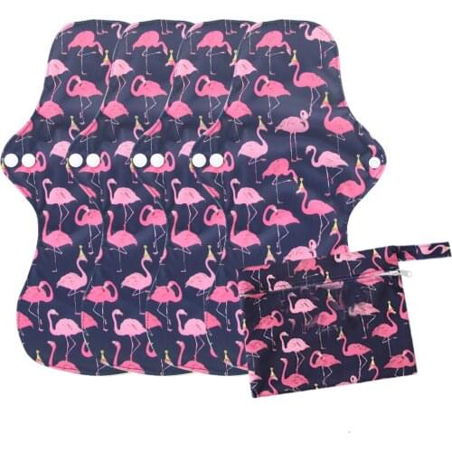 4pcs Extra Large Reusable Organic Bamboo Menstrual Pads Heavy Flow Sanitary Pads Washable Mama Sanitary Towel Pad With 1 Wet Bag