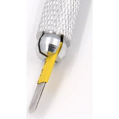 500pcs Disposable yellow microblading tebori balde 15M1permanent makeup tattoo needle for eyebrow/eyeliner/lips pmu machine