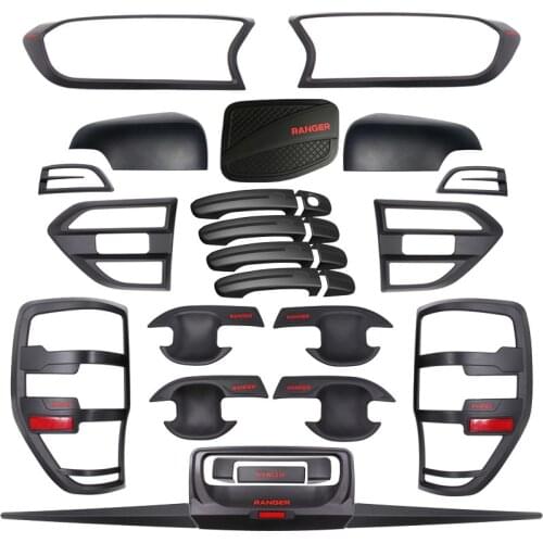 For Ford Ranger T7 Full Body Kits Cover Tuning Car Accessories Matte black ABS Plastic Auto Styling Moulding Accessory 2015-2019