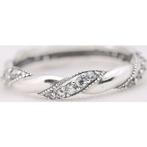 Authentic S925 Ribbon Of Love Ring For Women Sparkling finger anel Gift Lady Jewelry
