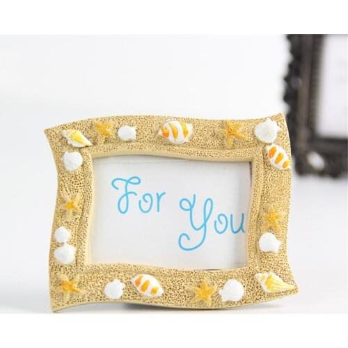 Free Shipping Hot Selling Newest "Seaside" Sand and Shell Place Card Holder Photo Frame Favors for Wedding Supplies 10Pcs/Lot