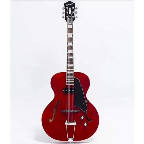 Free shipping New High quality P90 archtop guitar jazz electric guitar red color non cut jazz guitar thin body jazz