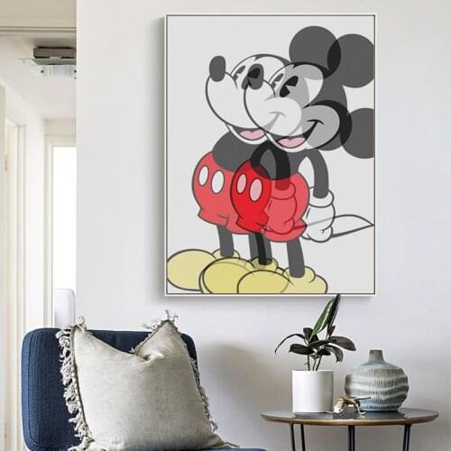 Mickey Mouse Double Shadow Trend Decorative Painting Floor Large Living Room Painting Creative Mickey Anime Cartoon Mural