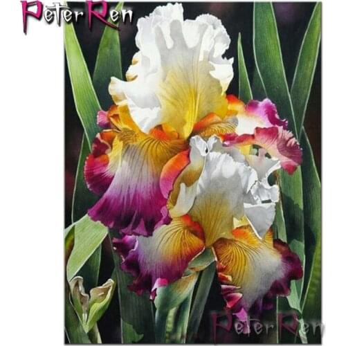 DIY 5D Diamond Painting iris flower Full square circular Diamond Embroidery Sale Rhinestones picture purple floral decor pattern