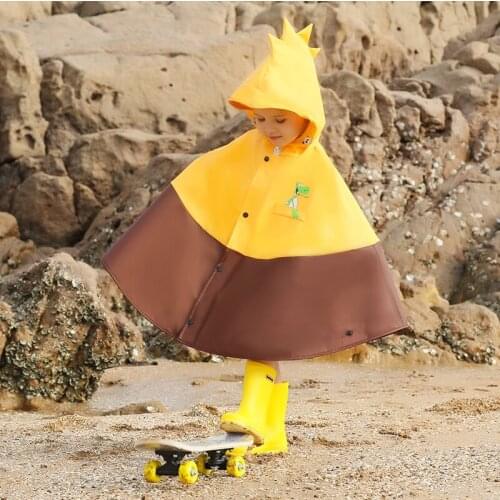 Rainfreem Healthy Children PU Raincoat Boys and Girls Rain Poncho Outdoor Rain Gear Lovely Kids Rainwear