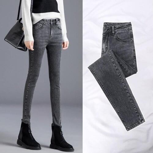Jeans stretch high waist thickened stretch womens tight-fitting conventional slim soft and comfortable suitable for work wear