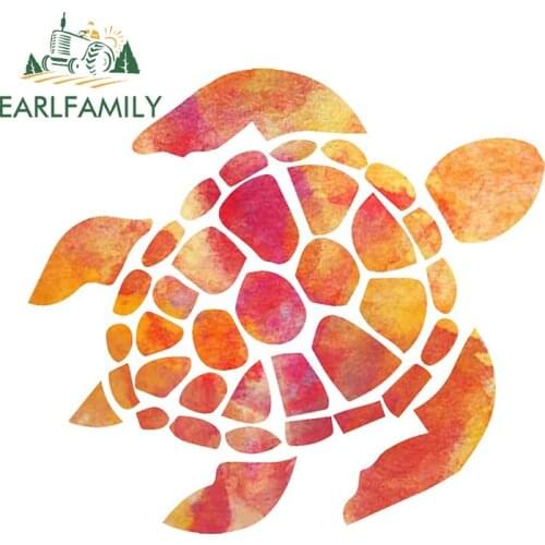 EARLFAMILY 13cm x 12cm for Orange Turtle Motorcycle Decal Car Bumper Window Stickers Waterproof Scratch-proof Window Decoration