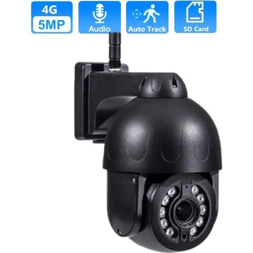 4G SIM Card Outdoor IP Camera 5MP Pan Tilt AI Human Auto Tracking Two Way Audio H.265 Color Night Vision Security CCTV Camera