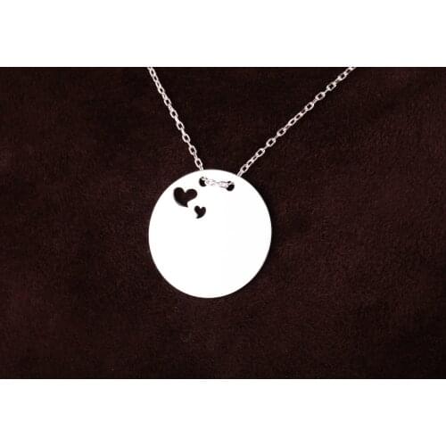 UM US JEWELRY Rhodium Plated Heart Pattern 925 Sterling Silver Necklace