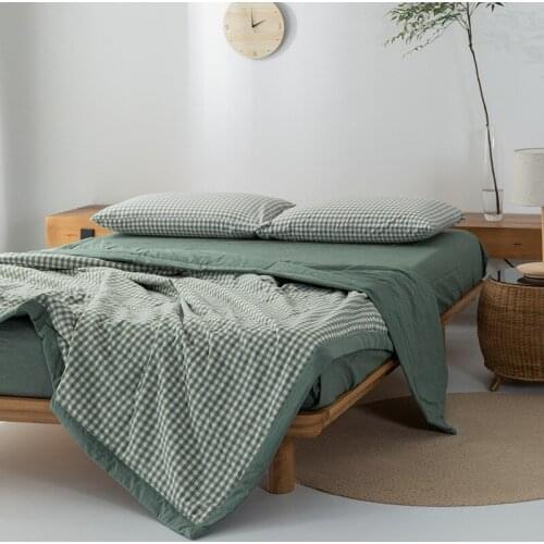 Summer Cooling Quilt Set With Light Comforter Quilt 100% Cotton Stripe Bed Fitted Sheet Set Comforter Three And Four Pieces