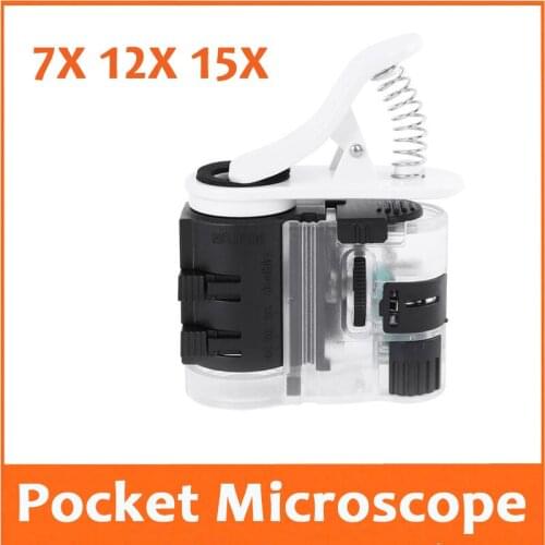 7x 12x 15x LED Magnifier Loupa Universal Mobile Phone Folder Microscope Light Source Magnifying Glass with LED UV Light