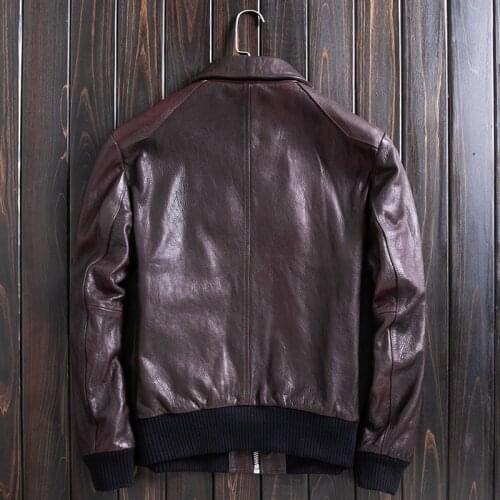 Genuine Leather Jacket Men Goatskin Leather Coat Motorcycle Biker Jacket Spring Autumn Chaqueta Cuero Hombre WpLJ1872