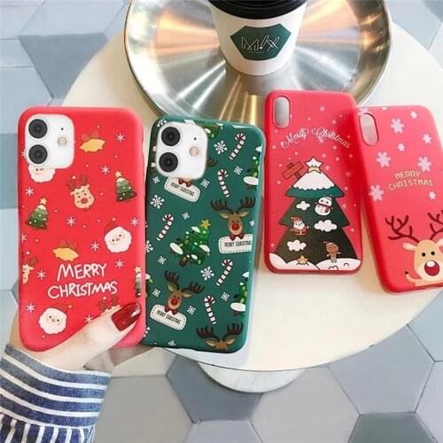Ottwn Christmas Cartoon Santa Claus Elk Phone Case For iPhone 11 12 Pro Max Mini X XS XR 7 8 6 Plus SE 2020 Soft Silicone Cover