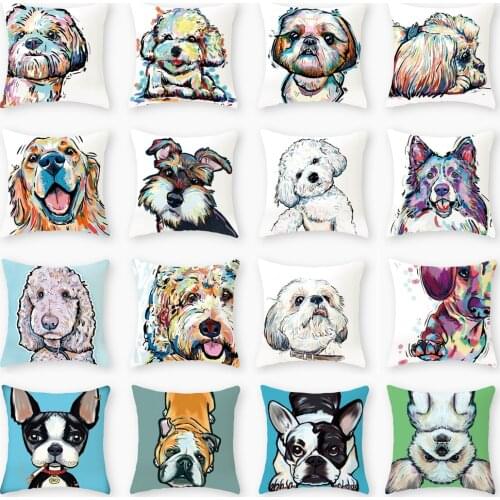 Cartoon Dog Printed cushion cover 45*45 Pillowcase sofa cushions Pillow cases Polyester home decor pillow covers kd-0001