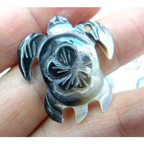 Natural Quartz crystal Abalone Shell carved the of tortoise pendant for diy Jewelry making necklace Accessories 6PCS A1