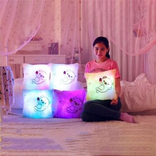 Luminous Pillow Square Cushion Colorful Glowing Pillow Plush Doll Led Light Toys For Girl Kids Birthday Bedroom Decoration U3