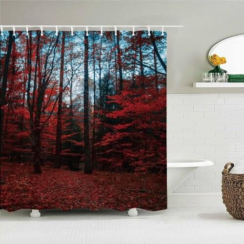Natural Forest Trees Scenery Waterproof Shower Curtains Rainforest Print Bathroom Curtain Polyester With Hooks Decor Screen