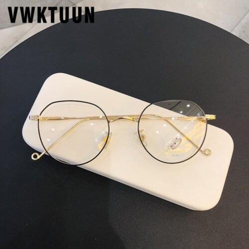 VWKTUUN Metal Round Vintage Optical Glasses Frame Women Myopia Glasses Frame Retro Anti Blue Light Glasses Women Reading Glasses