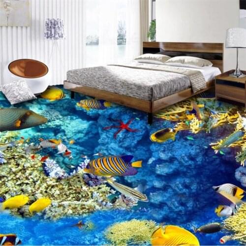 Wellyu Custom 3D flooring stickers Ocean World 3D flooring three-dimensional painting can be magnified ten times behang
