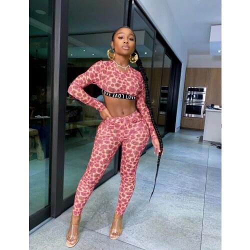 Letter Print Patchwork Pink Tracksuit Women Casual Sports wear Fitness O Neck Long Sleeve Crop Top + Leggings Two Piece Set