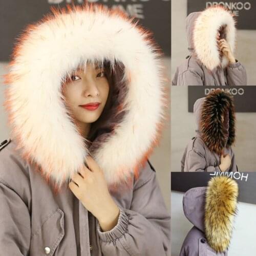 New Faux Fox Fur Scarf Winter Jacket Hood Fur Decor Shawl Multicolor Fake Fur Bib Scarf Winter Coat Imitation Fur Collar