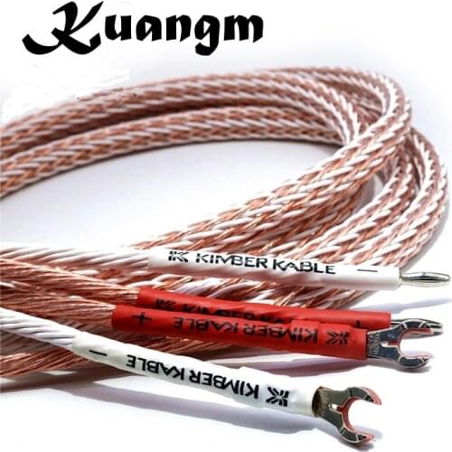 1 pair Kuangm audio Hi-end DIY HIFI Silver Plated Y shape spade to banana plugs 12TC 24 core speaker cable Cord Wire