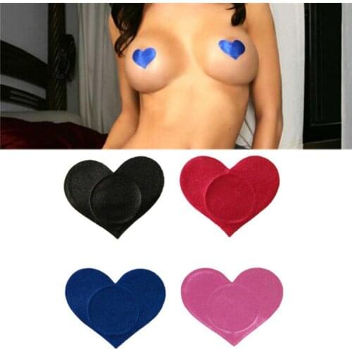 1Pair Breast Petals Heart Shape Adhesive Nipple Covers Breasts Petals and Sticker Emptied Chest Breast Petals 4 Colors