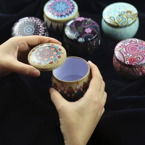 10/20pcs Vintage scented Candle tin Jar cookie candy box tinplate folk-custom flower tea tin packaging eid mubarak gift box