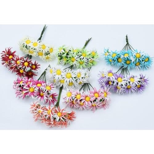 10 hand-made chrysanthemum flowers cheap wedding dress decoration DIY wreath needle and thread gift box scrapbook fake flowers