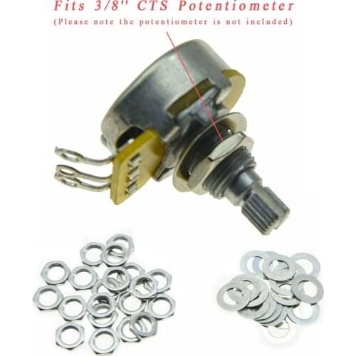 20 pcs Nickel USA Thread 3/8" Guitar CTS Pots Nuts Potentiometer Hex Nut and Washers for CTS Pots or Switchcraft Jacks