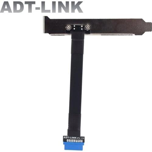 3-300CM ADT Internal USB3.0 Type-C To 19/20Pin Flat Extension Cable With Computer Rear Panel Bracket ITX/ATX Motherboard USB-C