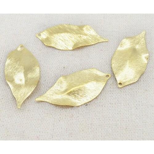 50 PCS 16*35mm Metal Raw Brass Leaf Charms Pendant DIY Jewelry Accessories