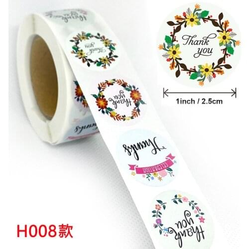 500pcs/roll 1 inch Flower Wreath Thank You Stickers for Seal Labels Gift Packaging Stickers Birthday Party Stationery Sticker