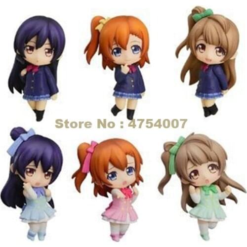 6pcs/lot Anime Love Live Q Version Cute Ver. Kotori Minami Pvc Action Figure Model Doll Gift 6.5cm Toy