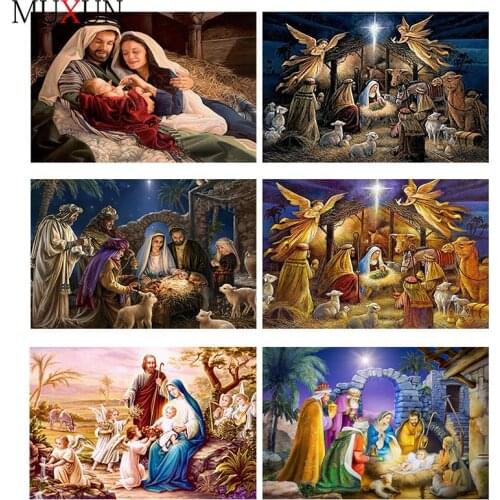 Muxun 5D Diamond Painting Full Square Drill Religion Diamond Embroidery Angels Baby Cross Stitch Rhinestone Diamond Mosaic Ep131