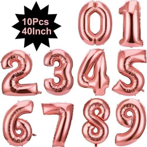Aluminum Mold Balloon Theme Party 40 Inch Rose Gold Number Balloon Children Couple Wedding Party Decorations Birthday Decoration