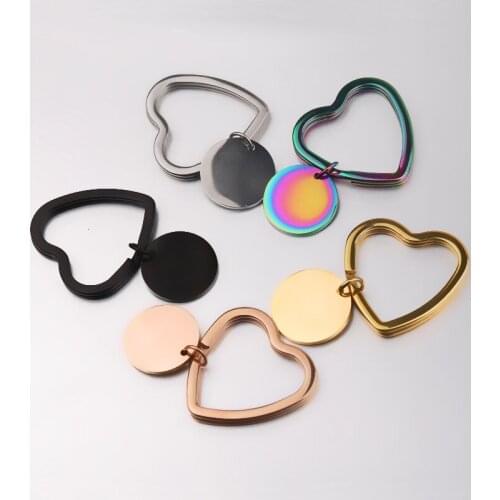 100% Stainless Steel Circle Charm Keychain Blank For Engrave 8/10/12/15mm Metal Round Tag Key Chain Mirror Polished 10pcs