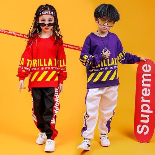 Kids Hip Hop Clothing Running Coat Tops Casual Pants for Girls Boys Jazz Dance Clothes Costume Ballroom Dancing Streetwear