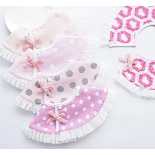 Ins Korean version baby 360 degree round rotatable bib baby cotton saliva towel lace bib saliva pocket
