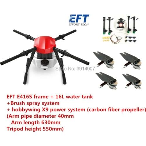 EFT E410S E416S 10L 10kg E416S 16L 16kg agricultural spray drone frame kit brushless spray water pump with X8 X9 power system