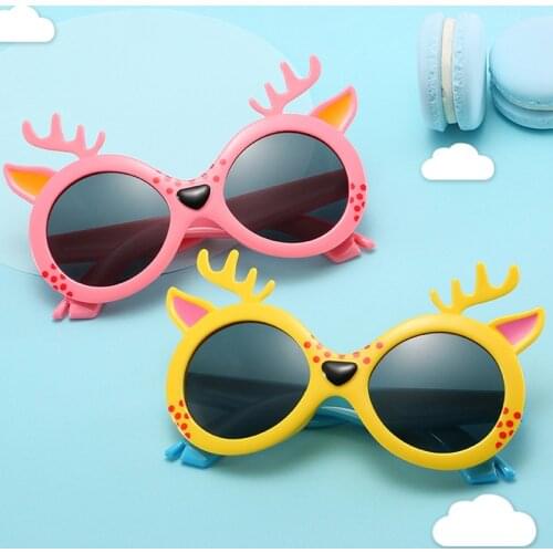 Elbru Childrens Sunglasses Silica Gel Deer Shaped Frame Ultraviolet-proof Polarized Light Sunglasses Sunscreen and Shading
